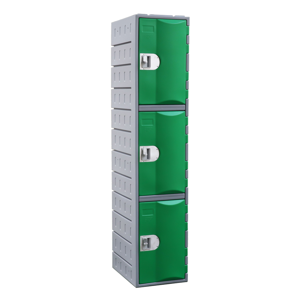 heavy duty plastic locker 3 door green