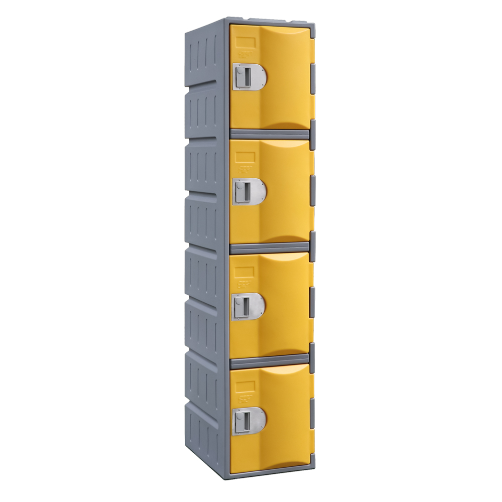 heavy duty plastic locker 4 door yellow