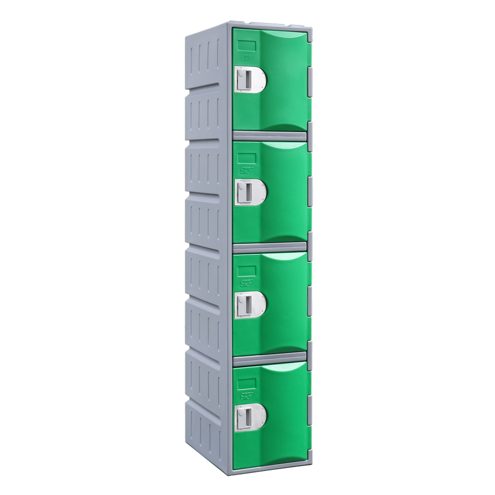 heavy duty plastic locker 4 door green