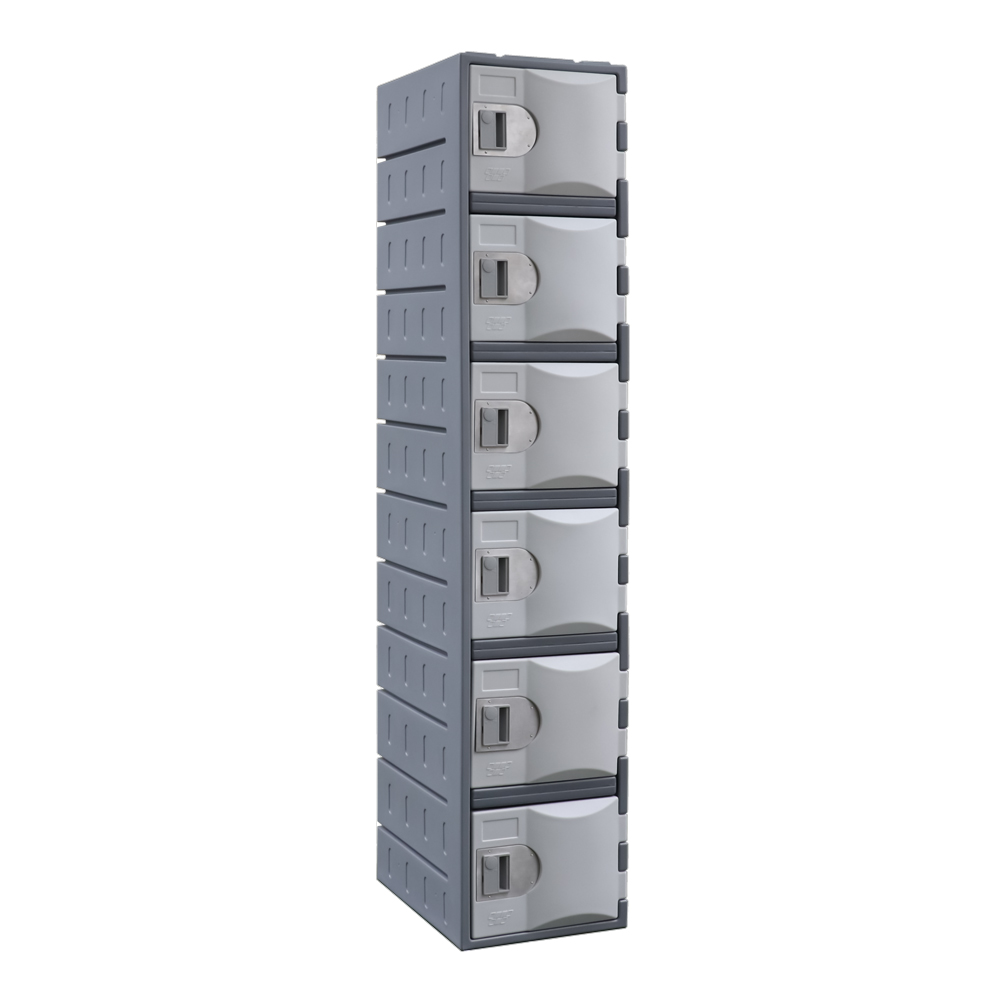 Heavy duty plastic locker 6 door grey