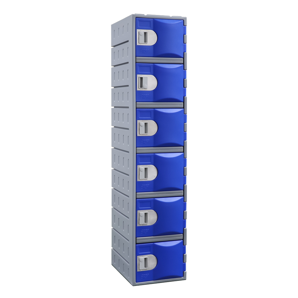 Heavy duty plastic locker 6 door blue