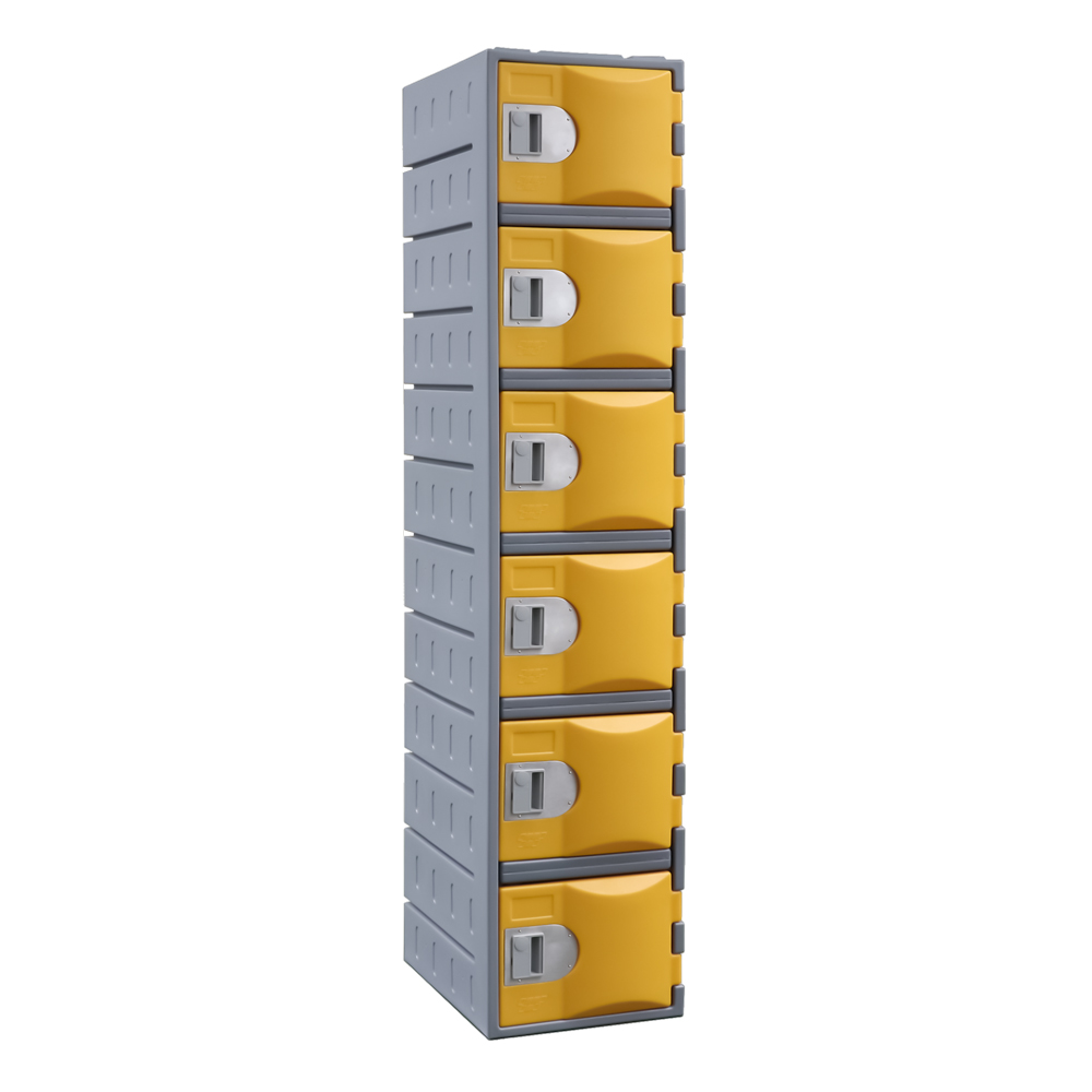 Heavy duty plastic locker 6 door yellow