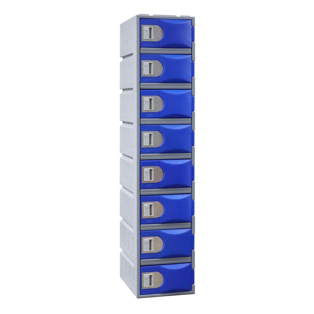 Heavy duty plastic locker 8 door blue