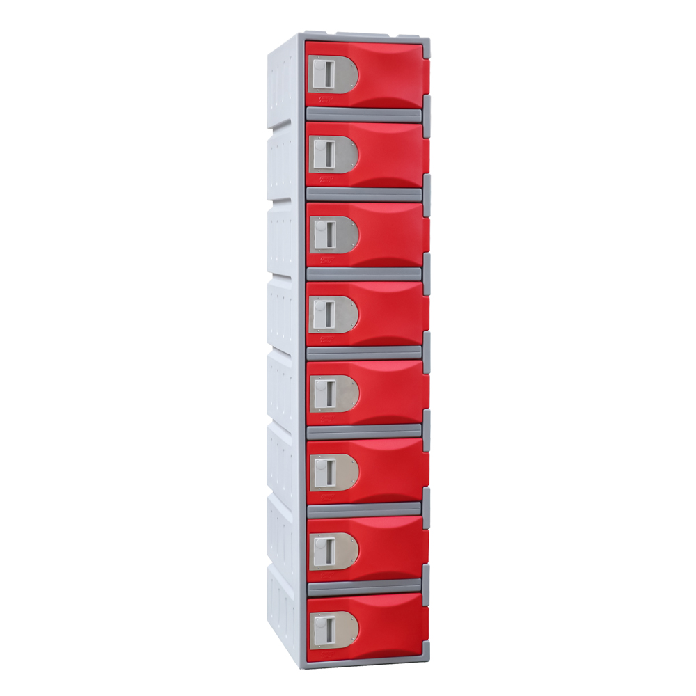 Heavy duty plastic locker 8 door red