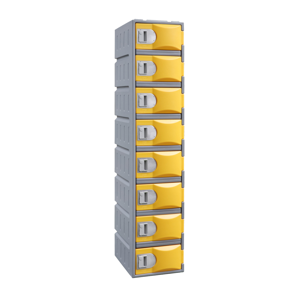 Heavy duty plastic locker 8 door yellow