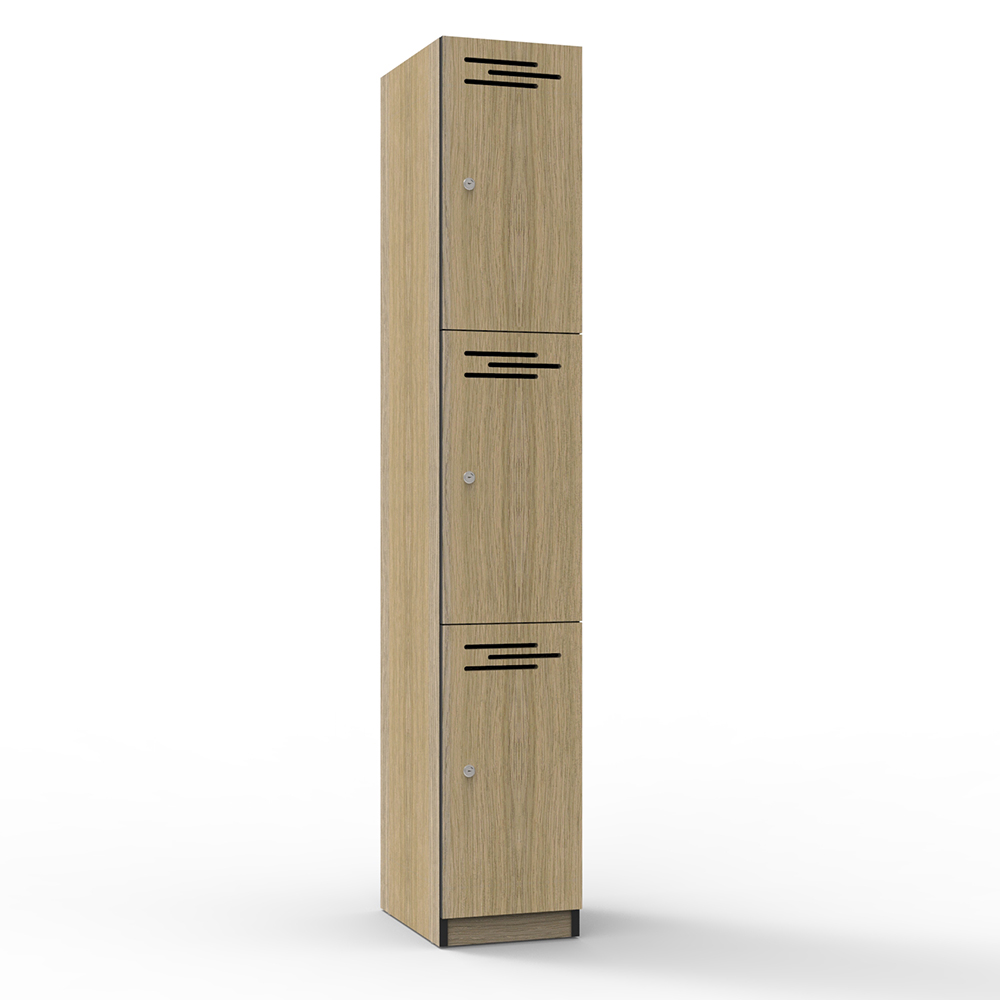 Melamine Locker Three Door Natural Oak