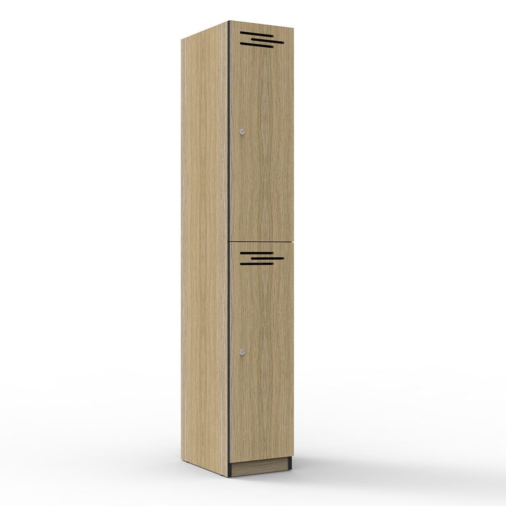 Melamine Locker Two Door Natural Oak