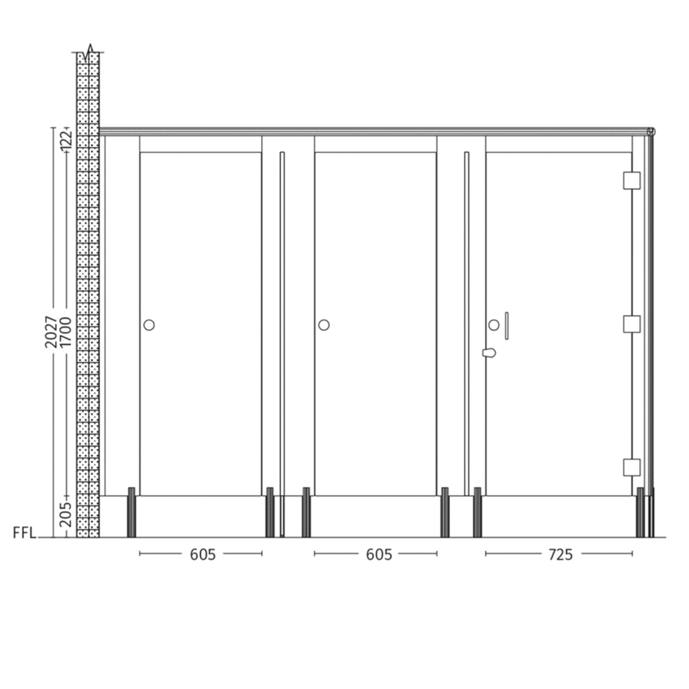Contemporary Cubicle Partition Line Drawing