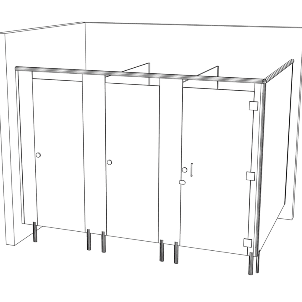 Contemporary Cubicle Partition Line Drawing