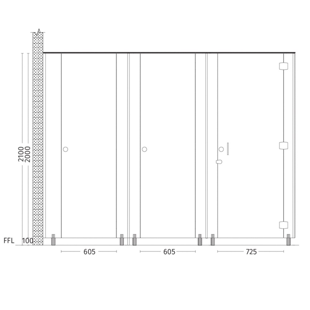 Elegante Cubicle Partition Line Drawing