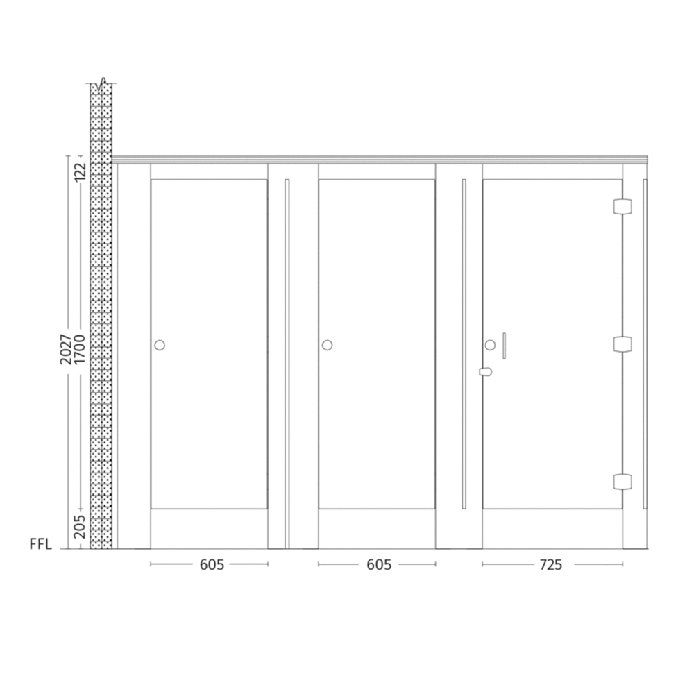 Regent Cubicle Partition Line Drawing