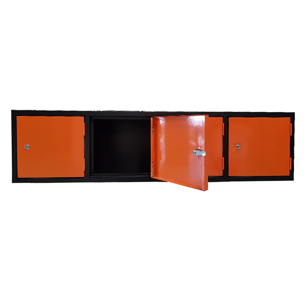 Horizontal locker in multicolour black and orange