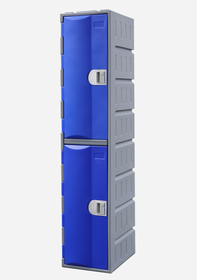 2 door heavy duty plastic locker in blue