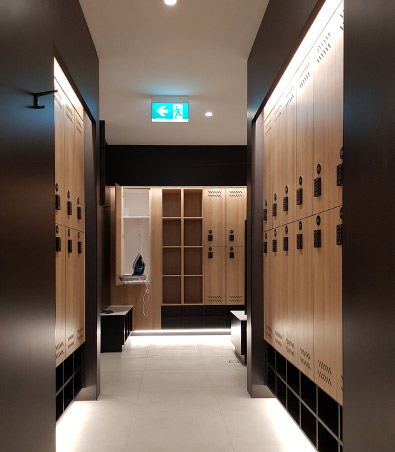 stylish black and oak lockers