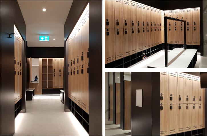 Office Lockers composite photo, oak and black