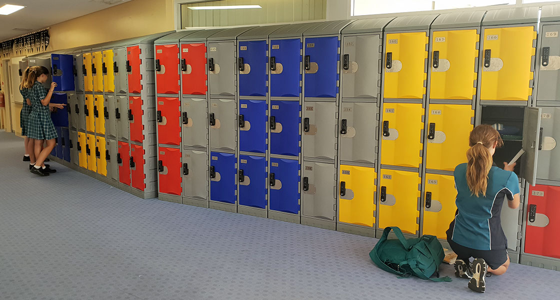School Lockers with students
