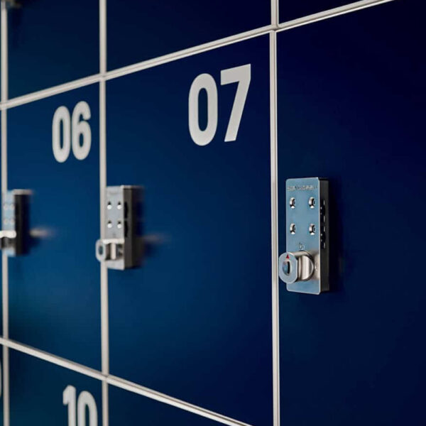 blue lockers closeup