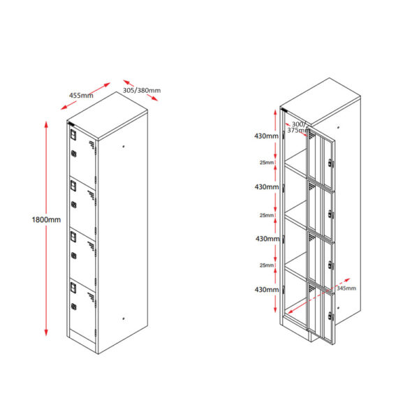 Go Steel Four Door Locker - Image 2