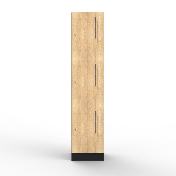 Steelco Laminate Locker 3 Door Natural Oak