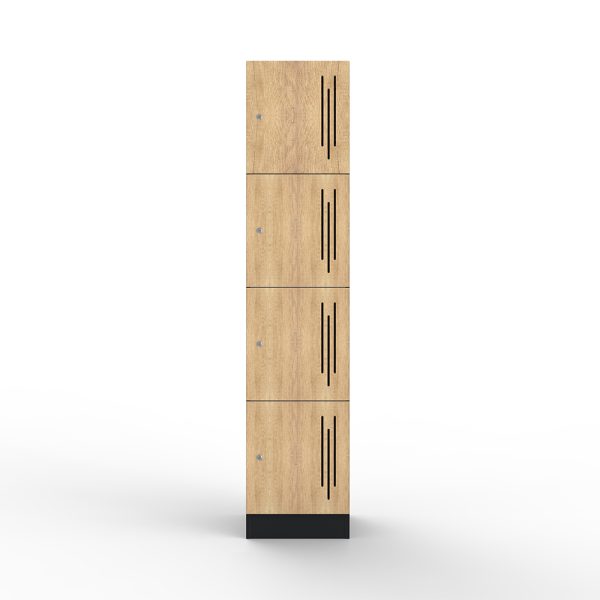 Steelco Laminate Locker 4 Door Natural Oak
