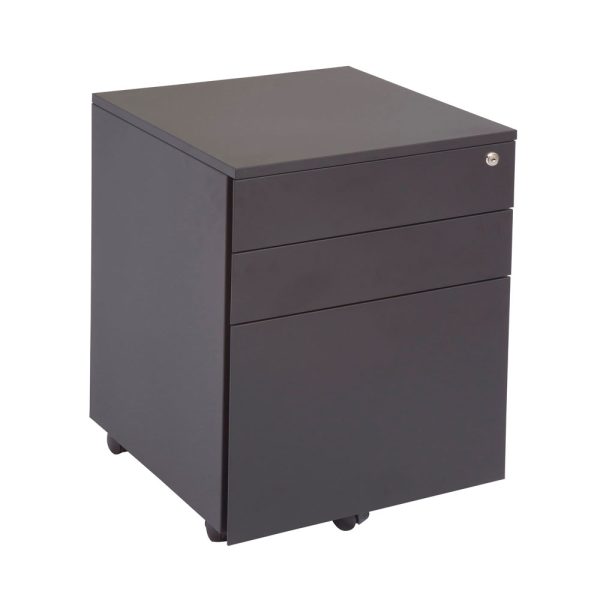 3 Drawer Steel Mobile Pedestal - Black