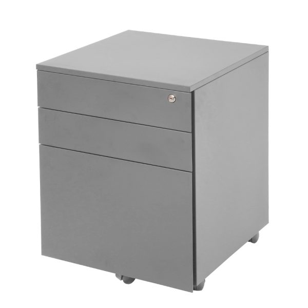3 Drawer Steel Mobile Pedestal - Silver