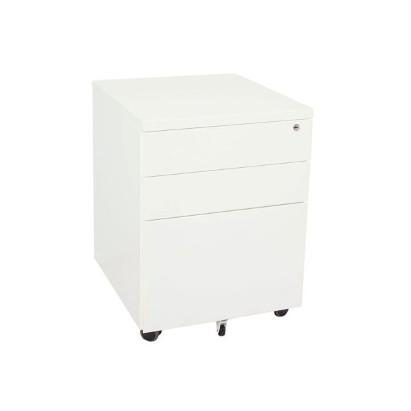 3 Drawer Steel Mobile Pedestal - White
